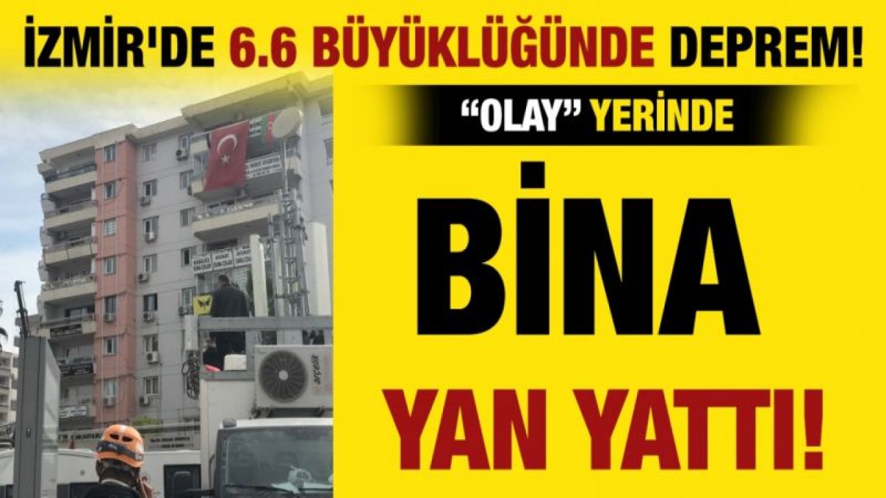 İzmir'de bina yan yattı