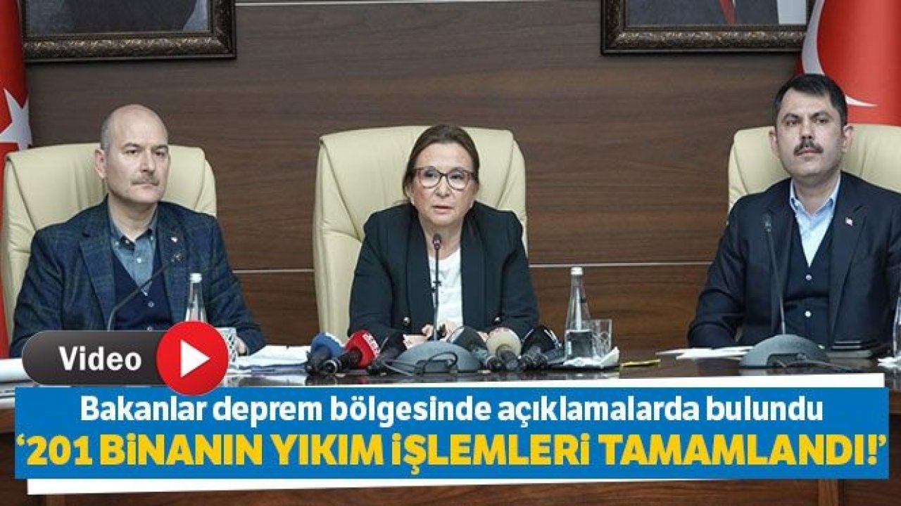 İçişleri Bakanı Süleyman Soylu, Çevre ve Şehircilik Bakanı Murat Kurum ve Ticaret Bakanı Ruhsar Pekcan, deprem bölgesinde açıklamalarda bulundu.