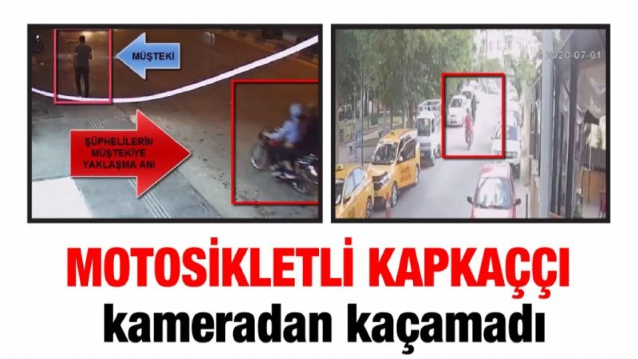 Motosikletli kapkaççı kamerada