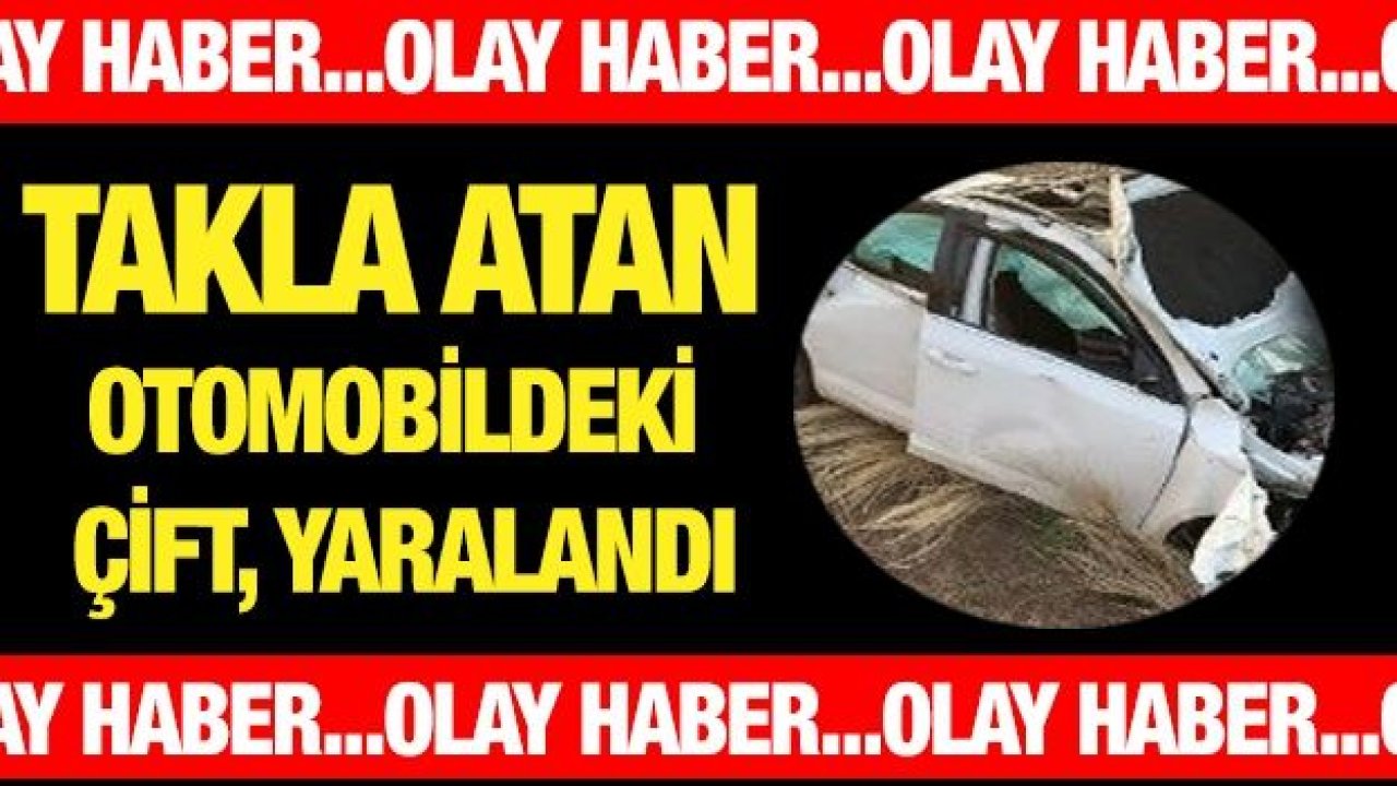 Takla atan otomobildeki çift, yaralandı