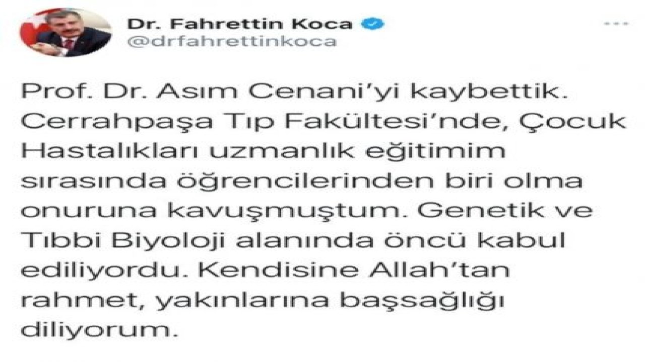 Gaziantep'li Prof. Dr. Asım Cenani kimdir, kaç yaşında vefat etti? Prof. Dr. Asım Cenani'nin hayatı ve biyografisi