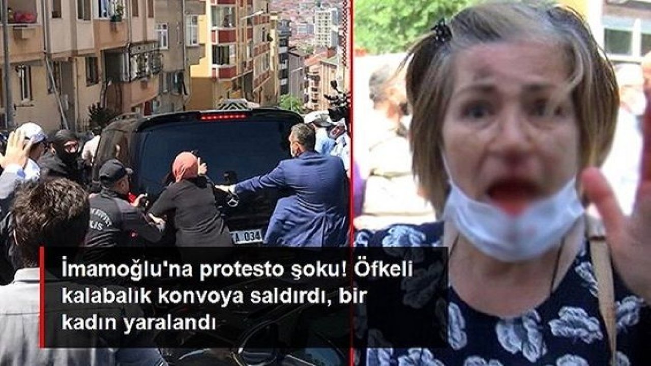 Video Haber...Ekrem İmamoğlu'nu protesto eden grup makam aracına saldırdı: Bir kadın yaralandı