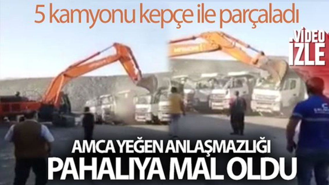 Son Dakika:Video Haber…Amca yeğen anlaşmazlığı pahalıya mal oldu.5 kamyonu kepçe ile parçaladı.