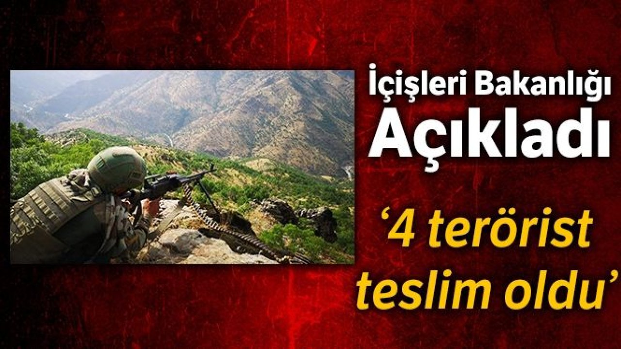 İçişleri Bakanlığı: "4 terörist emniyet güçlerine teslim oldu"