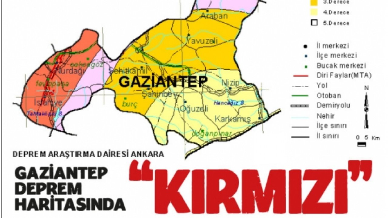 Gaziantep için deprem haritasında kırmızı tehlikesi