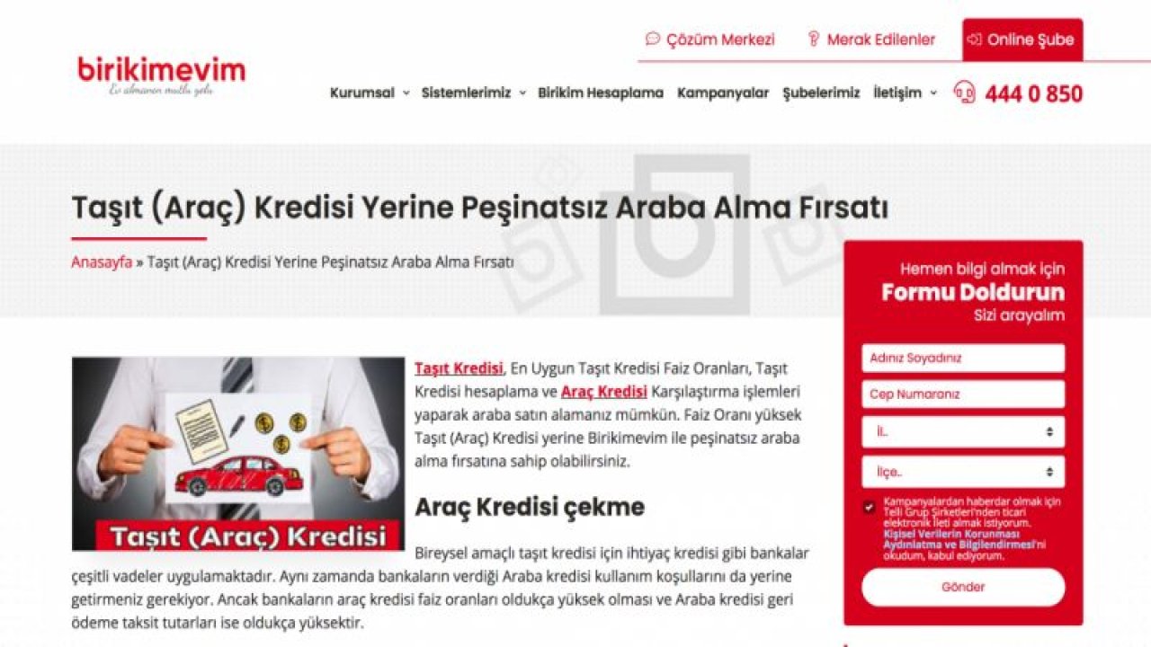 En Uygun Taşıt Kredisi Hesaplama Yerine Senetle Araba Alma Fırsatı