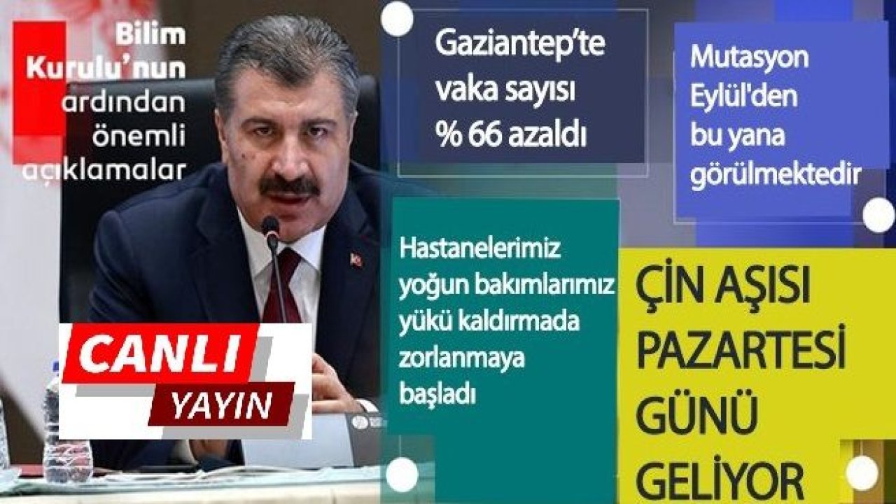 Son Dakika...Canlı Yayın...Canlı İzle... Koca: 'Gaziantep'te Düşüş Var'...Sağlık Bakanı Koca, Koronavirüs Bilim Kurulu toplantısının ardından basın toplantısı düzenliyor