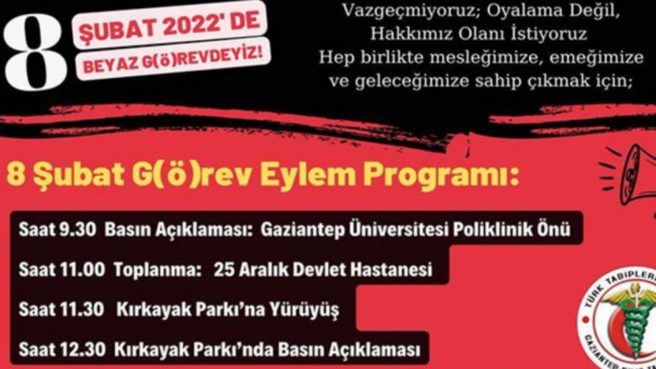 Gaziantep’te doktorlar dört ayrı yerde eylem düzenleyecek