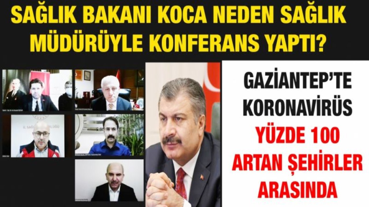 Sağlık Bakanı Koca neden Sağlık Müdürüyle konferans yaptı?...  Gaziantep’te koronavirüs yüzde 100 artan şehirler arasında