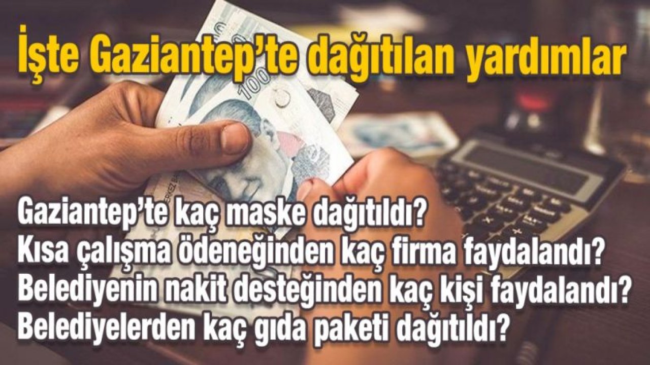 Gaziantep’te kaç maske dağıtıldı? Kısa çalışma ödeneğinden kaç firma faydalandı? Belediyenin nakit desteğinden kaç kişi faydalandı? Belediyelerden kaç gıda paketi dağıtıldı?