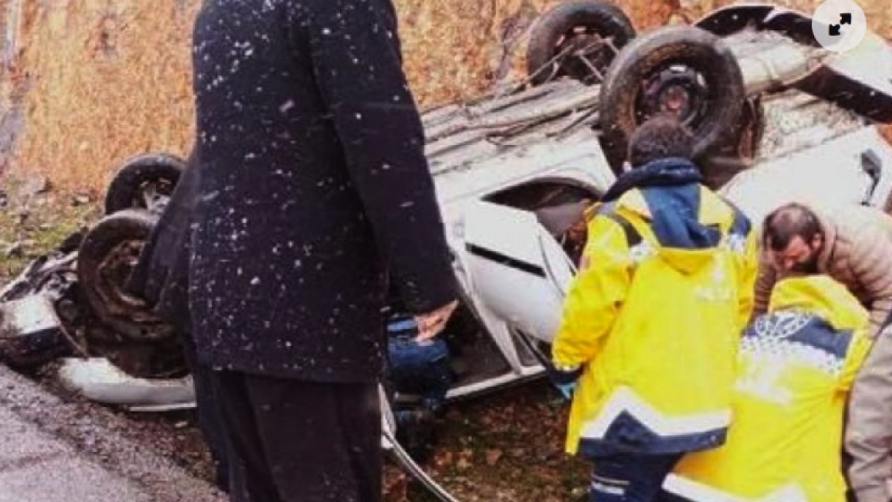 Gaziantep'te otomobil takla attı, sürücü ile eşi yaralandı.