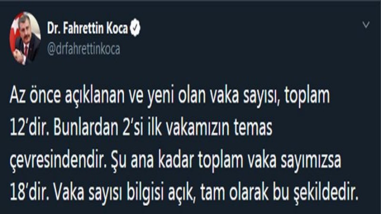 Bakan Koca: Vaka Sayısı 18