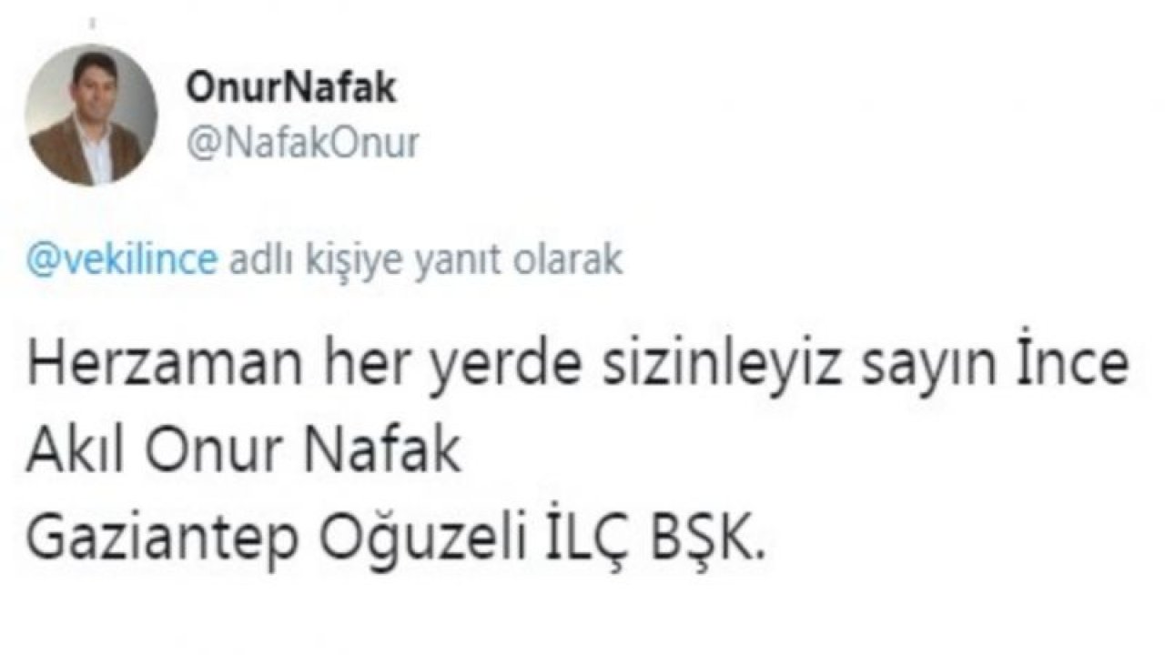 CHP Gaziantep'te o ilçe başkanından İnce'ye destek