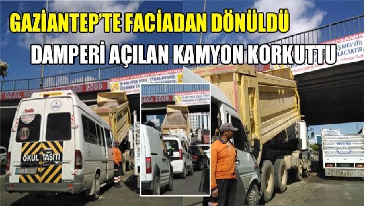 Damperi açılan kamyon üst geçide çarptı!