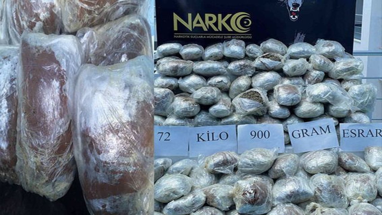 Gaziantep karayolunda kahve ile kamufle edilmiş 72 kilo esrar ele geçirildi