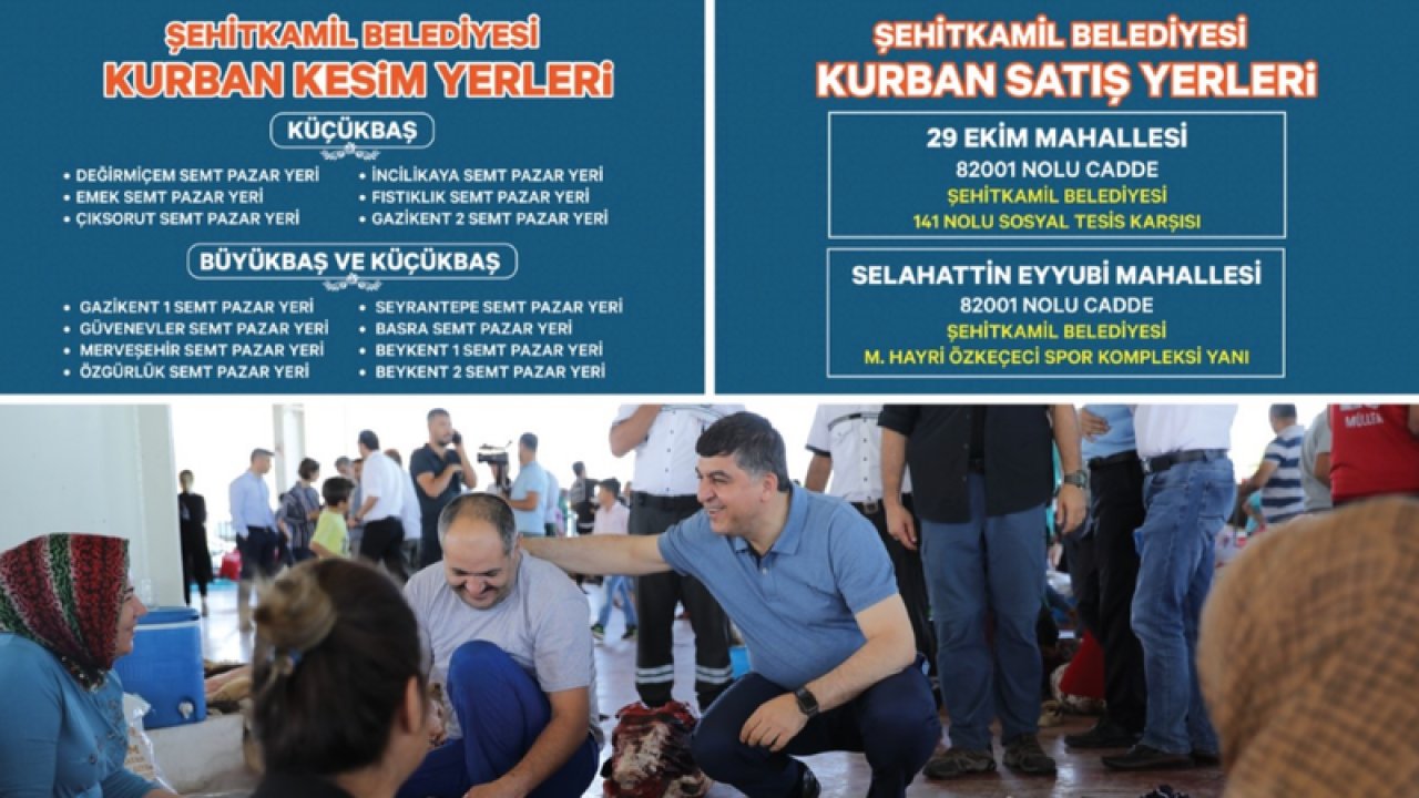 Şehitkamil’deki kurban satış ve kesim yerleri belirlendi