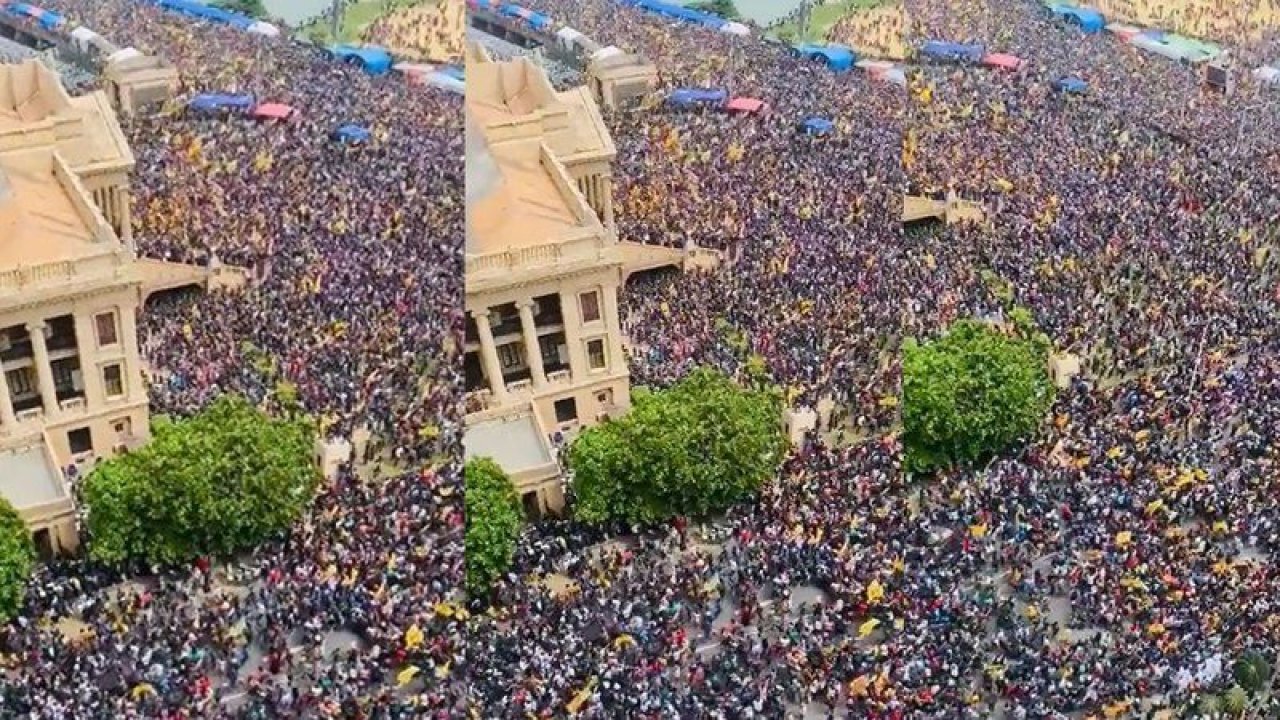 Sri Lanka'da ekonomik krizden etkilenen halk hükümet binasını bastı! Devlet Başkanı Gotabaya Rajapaksa güvenlik güçleri tarafından kaçırıldı