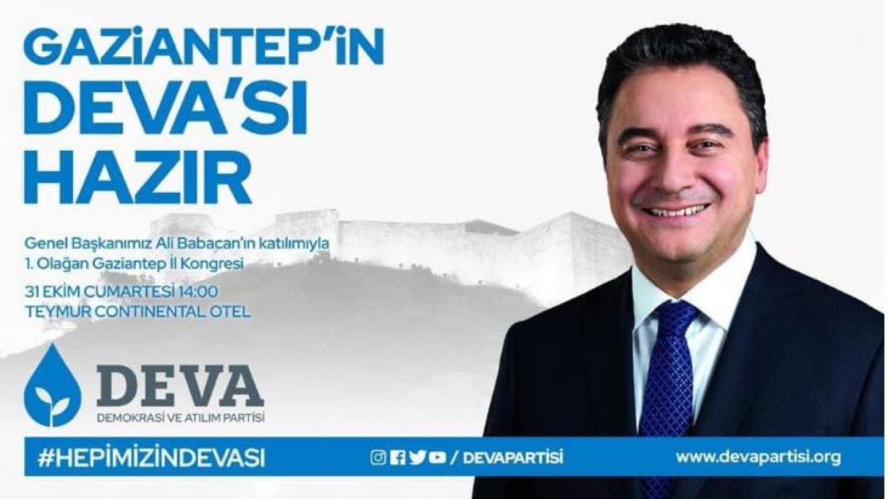 Deva Partisi Gaziantep il kongresi 31 Ekim’de yapılacak