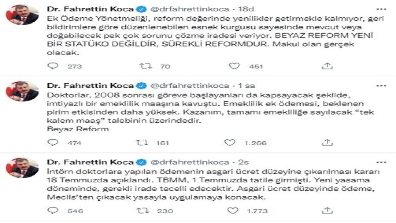 Bakan Koca'dan intern doktorların ücretlerine ilişkin açıklama