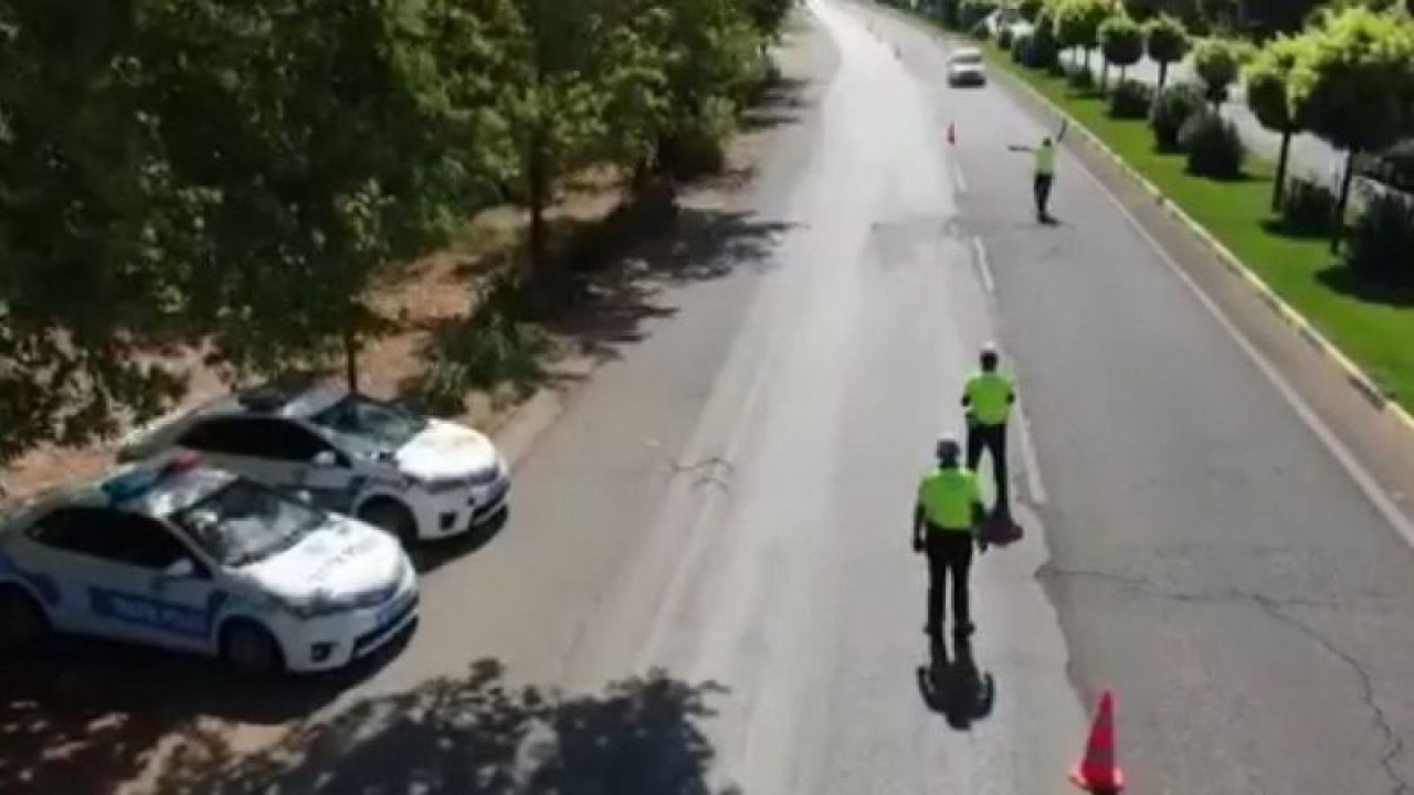 Gaziantep’te polis ekipleri dronla trafik denetimi yaptı