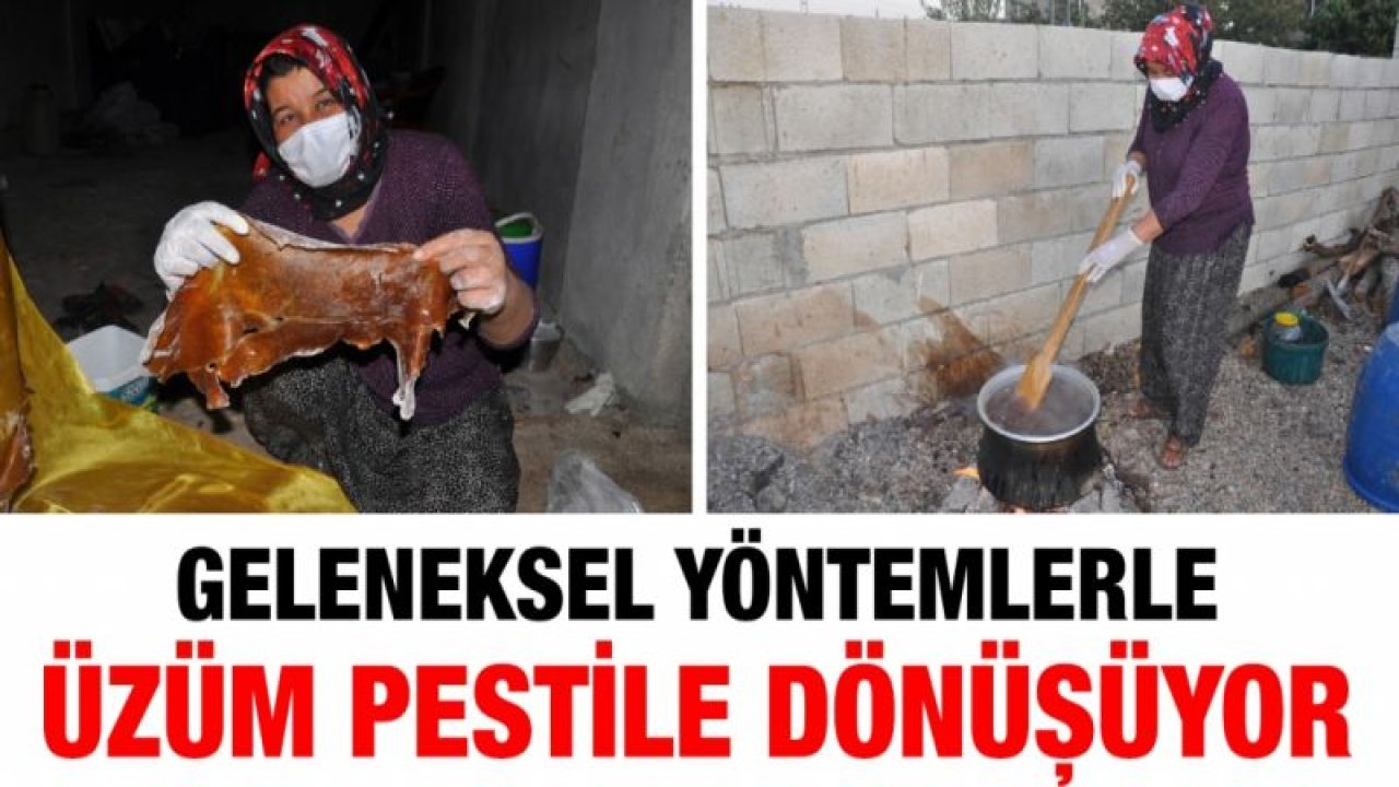 Geleneksel yöntemlerle üzüm pestile dönüşüyor