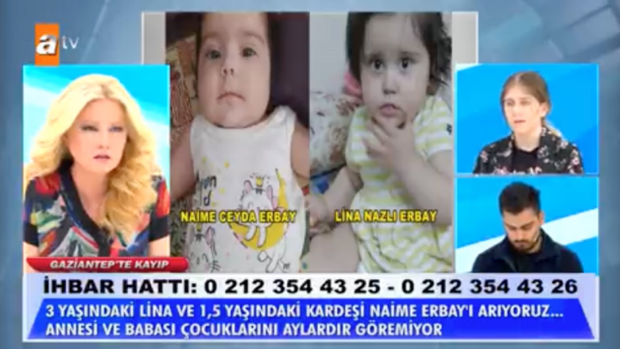 Gaziantepliler Müge Anlı'nın Proğramına Kilitlendi! 2 küçük Kardeş'ten 1,5 yaşındaki Naime Ceyda Erbay Gaziantep'te bulundu, 3 yaşındaki ablası  Lina Nazlı her yerde aranıyor