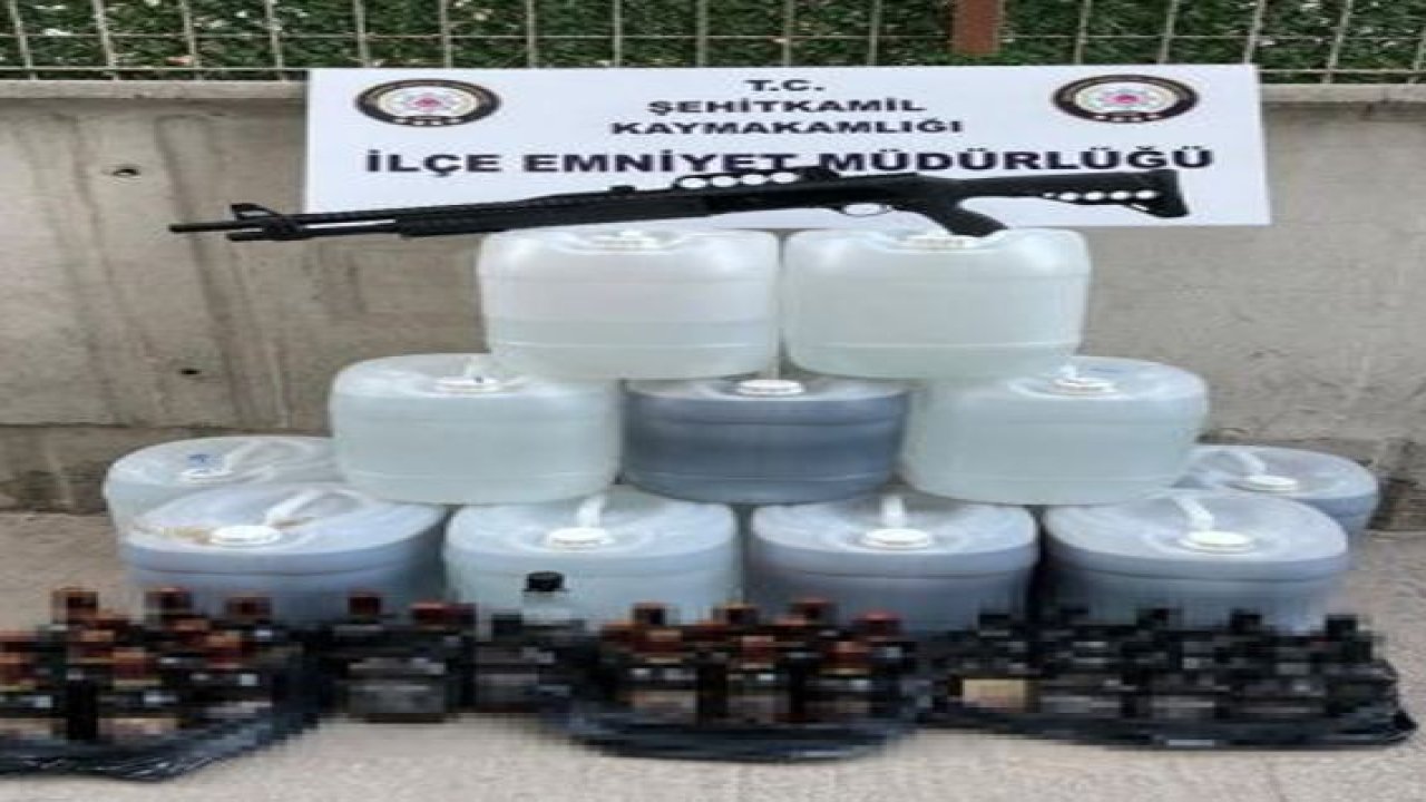 Gaziantep’te polis ekiplerinin yaptığı operasyonda 400 litre sahte alkol ele geçirildi