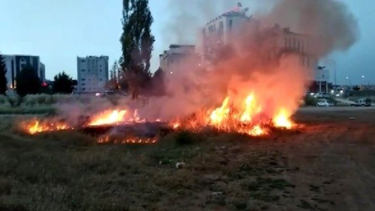 Boş arazide çıkan yangın paniğe neden oldu