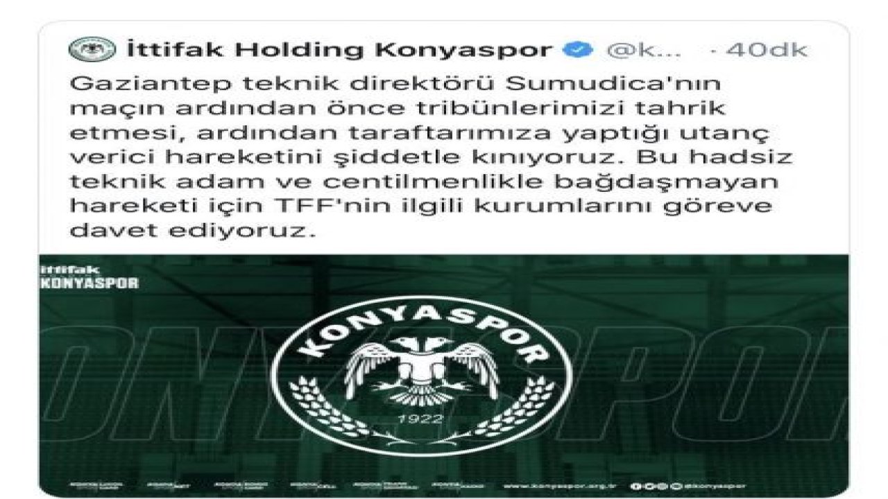 Konyaspor'dan Sumudica açıklaması