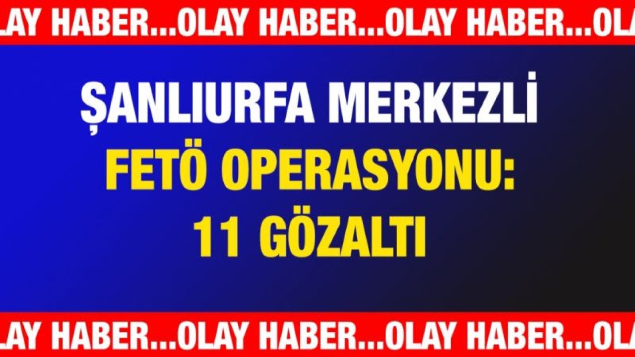 Şanlıurfa merkezli FETÖ operasyonu: 11 gözaltı