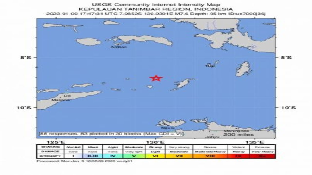 Endonezya açıklarında 7.6 büyüklüğünde deprem