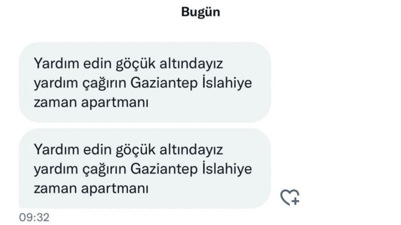 YARDIM TALEBİ! Gaziantep İslahiye Zaman Apartmanı yardım bekliyor!