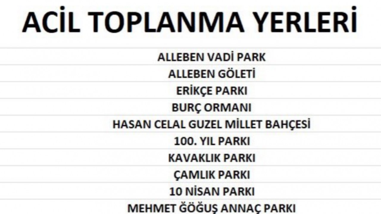 Gaziantep'te Toplanma alanları... İşte Liste