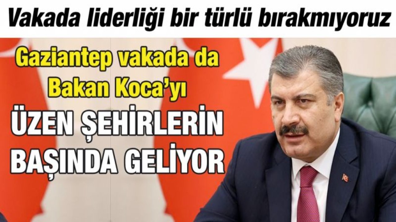 Vakada liderliği bir türlü bırakmıyoruz...  Gaziantep vakada da Bakan Koca’yı üzen şehirlerin başında geliyor