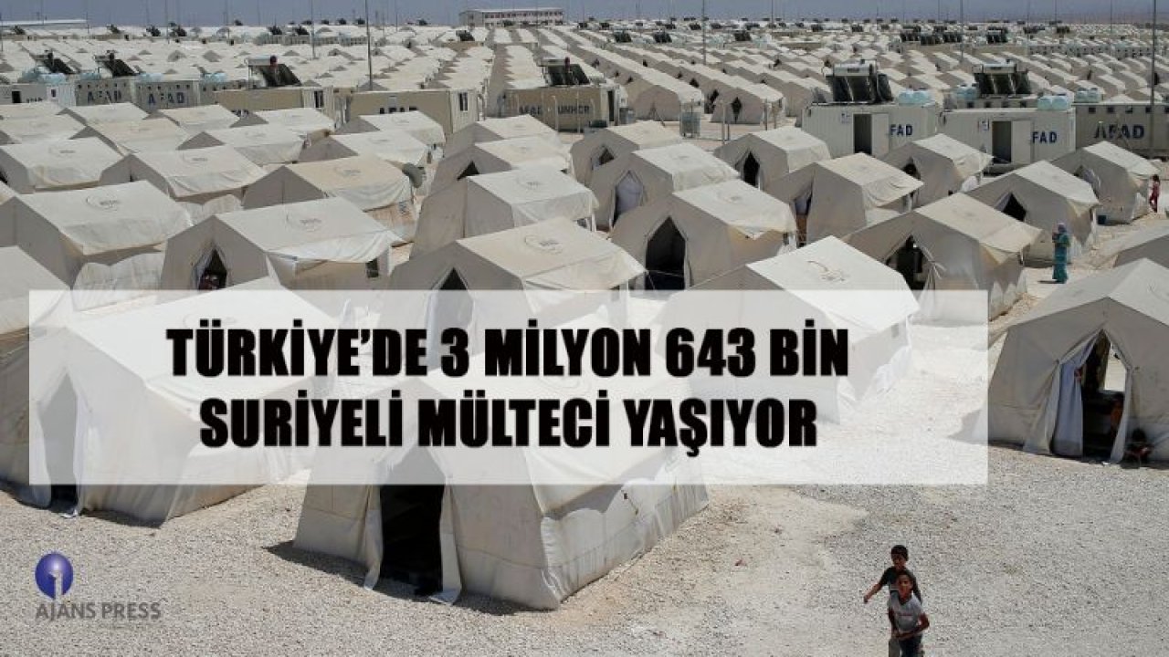 TÜRKİYE'DE 3 MİLYON 643 BİN SURİYELİ MÜLTECİ YAŞIYOR