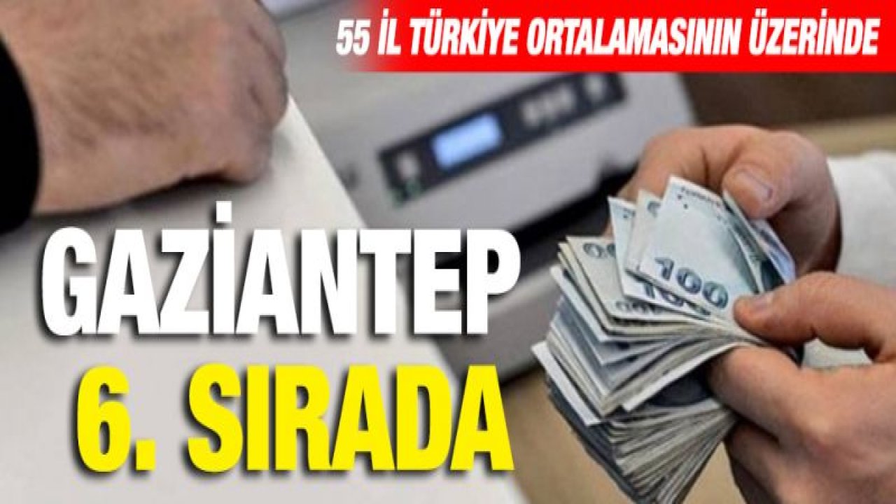 GAZİANTEP KREDİ BORCU OLAN İLLERDE 6.SIRADA