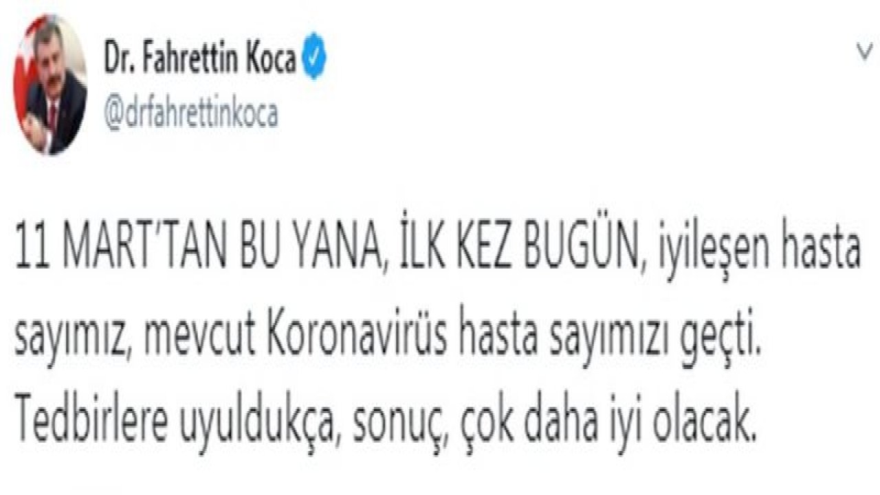 Bakan Koca günlük corona tablosunu paylaştı (3.05.2020)