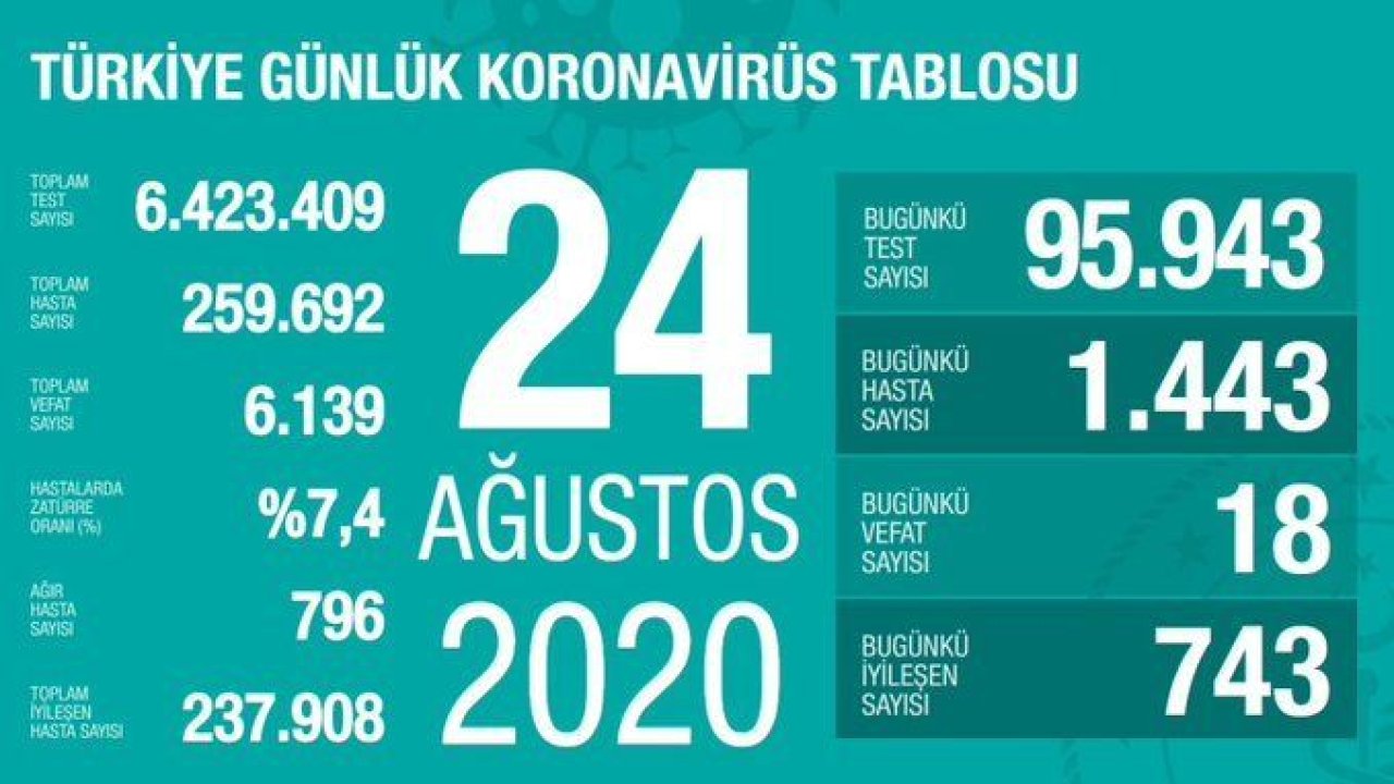 Son dakika… Güncel corona virüsü verileri açıklandı! İşte 25 Ağustos tablosu…