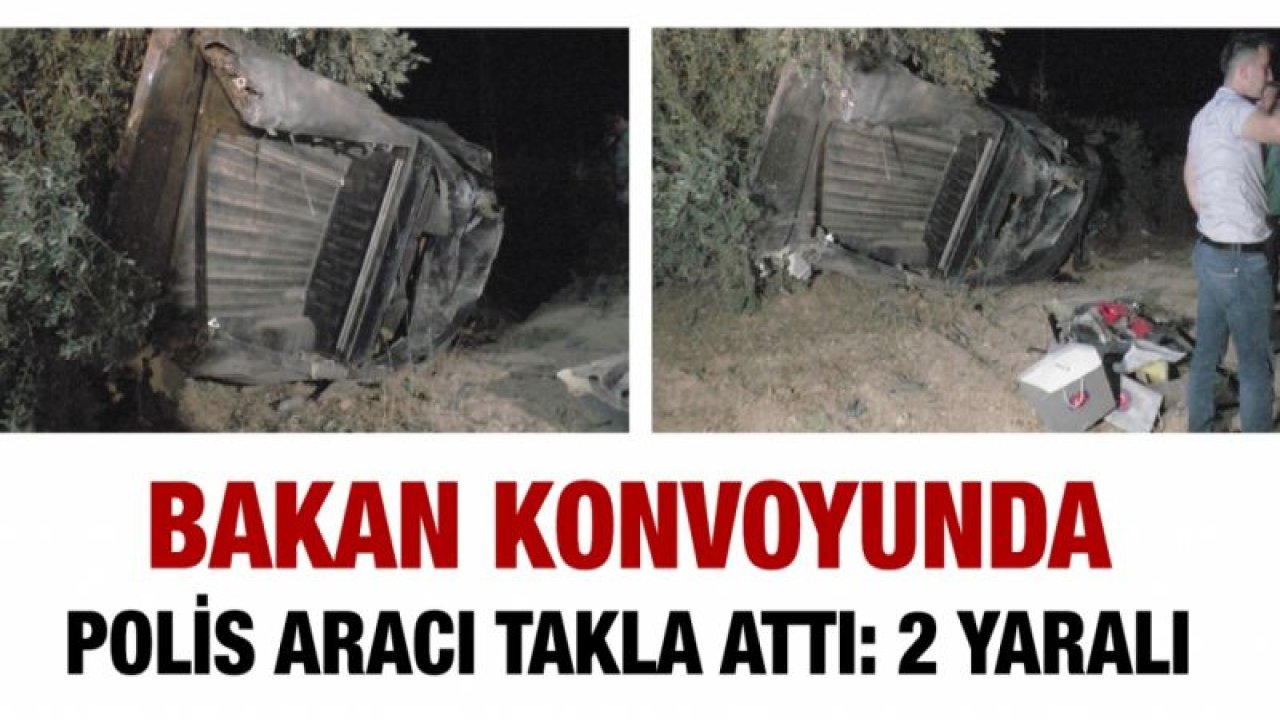 Polis aracı takla attı: 2 yaralı