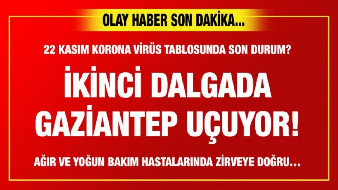 22 Kasım Korona virüs tablosunda son durum?  ikinci dalgada Gaziantep uçuyor!  Ağır ve yoğun bakım hastalarında zirveye doğru…